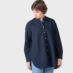 Bente embroidery shirt - Navy